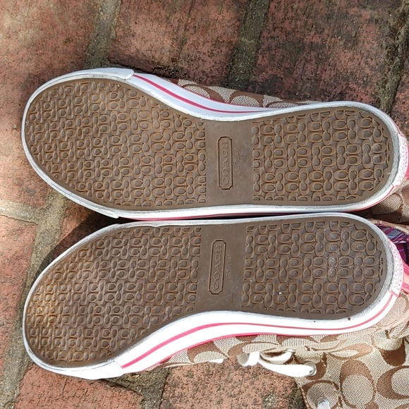 Coach Bonney Pink And Tan Signature High Top Sneaker Size 8.5 (1268) - Picture 10 of 11